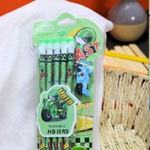 Kawaii-Q Fast Moto Pencil Set — Green (10 pcs)