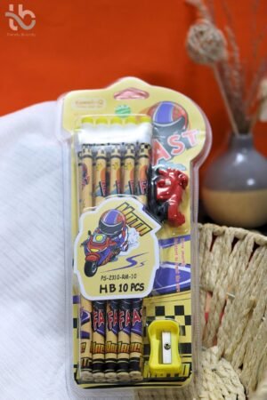 Kawaii-Q Fast Moto Pencil Set — Yellow (10 pcs)