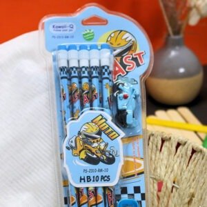 Kawaii-Q Fast Moto Pencil Set — Blue (10 pcs)