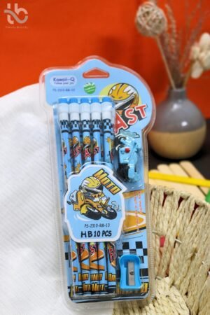 Kawaii-Q Fast Moto Pencil Set — Blue (10 pcs)